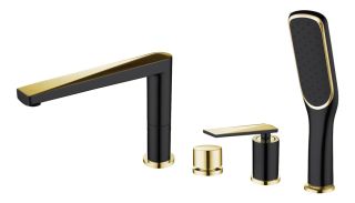 Смеситель на борт ванны Boheme Venturo чёрный/золото 380-B